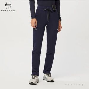 Figs High Waisted Yola Skinny Scrub Pants Navy Size Small